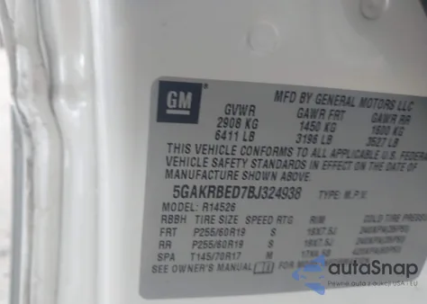 2011 Buick Enclave 1Xl z USA, uszkodzony, nr VIN 5GAKRBED7BJ324938